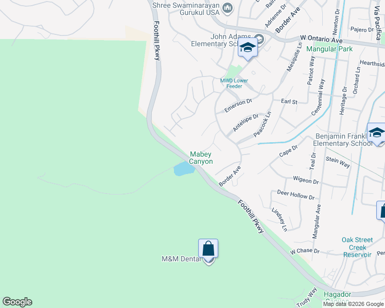 map of restaurants, bars, coffee shops, grocery stores, and more near 2400 Mabey Canyon Road in Corona