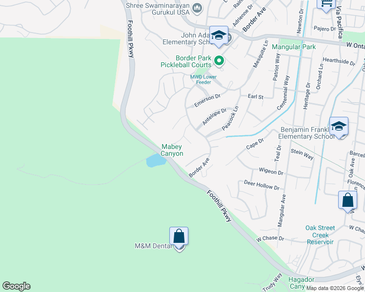 map of restaurants, bars, coffee shops, grocery stores, and more near 2627 Falcon Circle in Corona