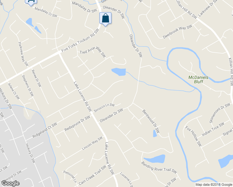 map of restaurants, bars, coffee shops, grocery stores, and more near 1465 Chinook Court Southwest in Lilburn