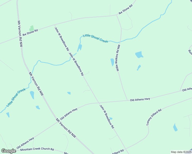 map of restaurants, bars, coffee shops, grocery stores, and more near 1119 John W Breedlove Road in Monroe