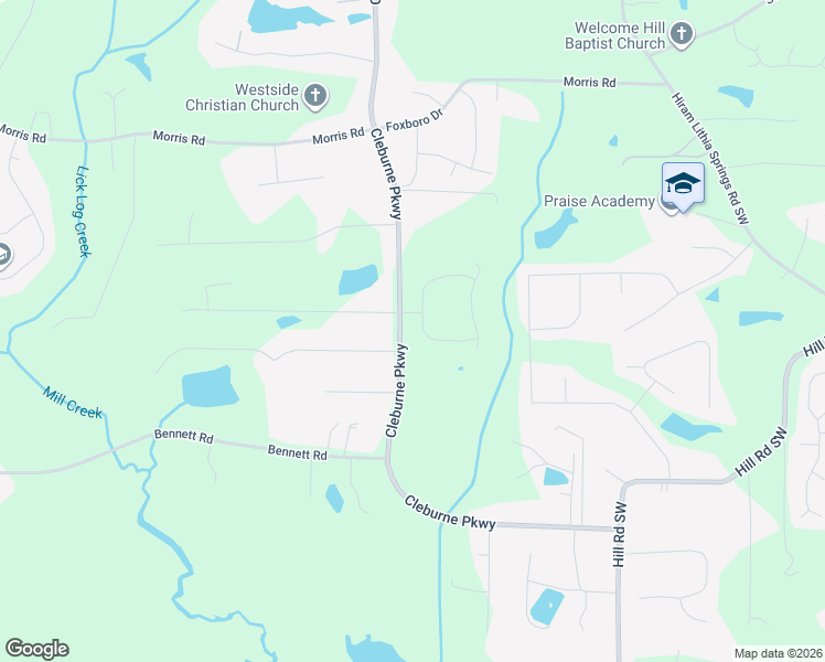 map of restaurants, bars, coffee shops, grocery stores, and more near 218 Bookout Loop in Powder Springs