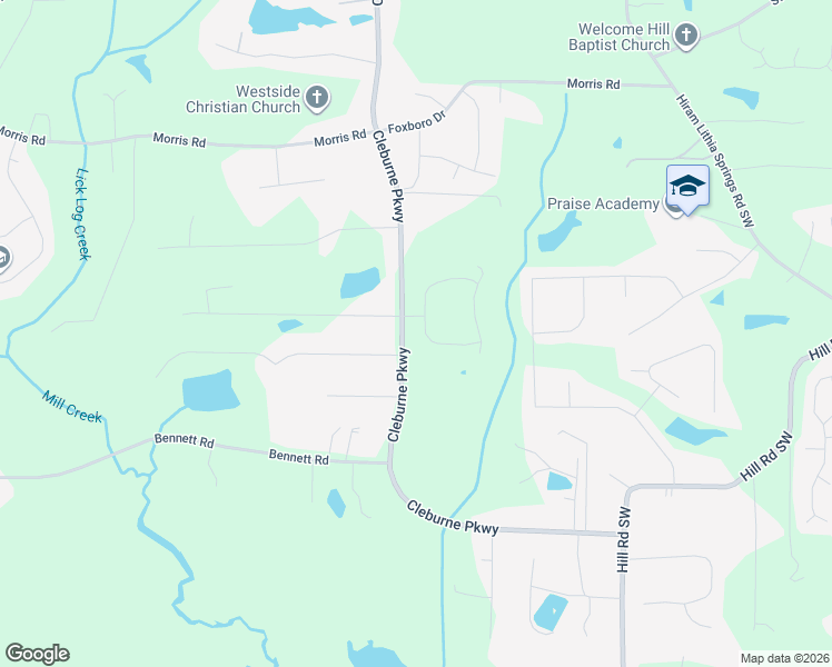 map of restaurants, bars, coffee shops, grocery stores, and more near 218 Bookout Loop in Powder Springs