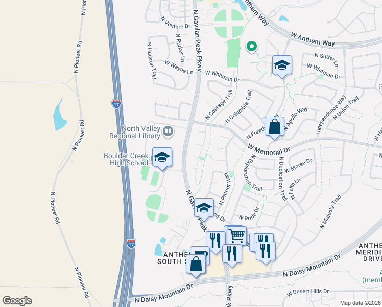 map of restaurants, bars, coffee shops, grocery stores, and more near 40651 North Gavilan Peak Parkway in Phoenix