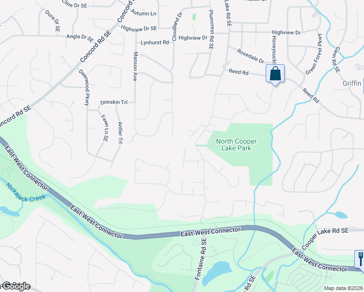 map of restaurants, bars, coffee shops, grocery stores, and more near 4241 Parkside Drive in Smyrna