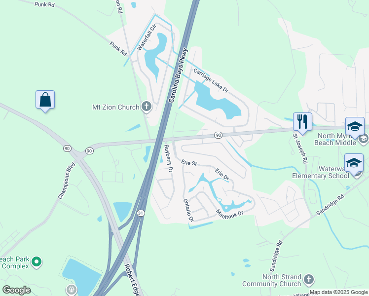 map of restaurants, bars, coffee shops, grocery stores, and more near 4333 Mandi Avenue in Little River