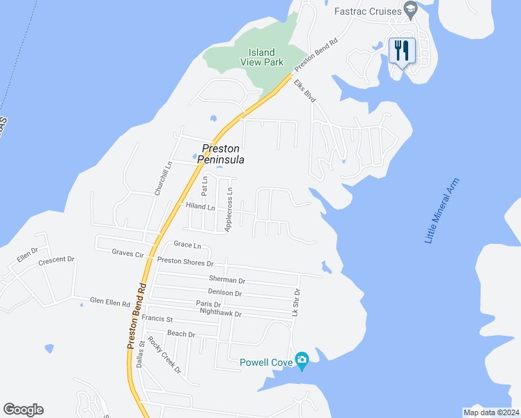 map of restaurants, bars, coffee shops, grocery stores, and more near 112 Glomin Lane in Pottsboro