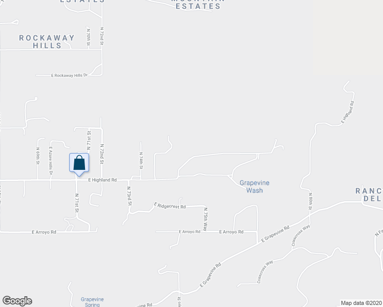 map of restaurants, bars, coffee shops, grocery stores, and more near 7500 East Highland Road in Cave Creek