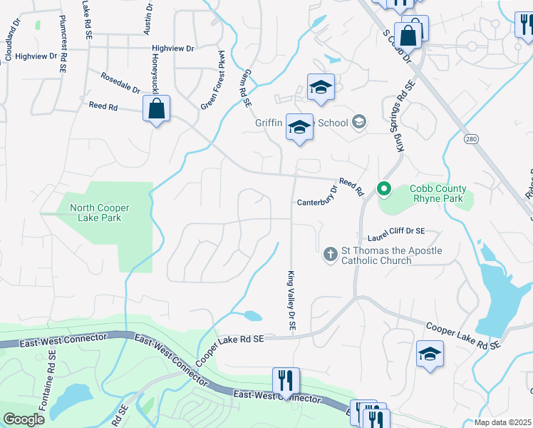 map of restaurants, bars, coffee shops, grocery stores, and more near 1199 Kenway Circle in Smyrna