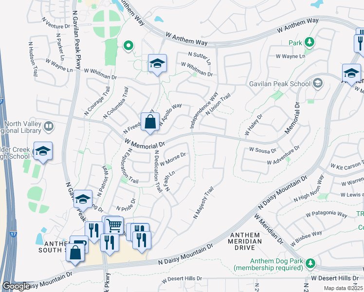 map of restaurants, bars, coffee shops, grocery stores, and more near 3219 West Fuller Drive in New River