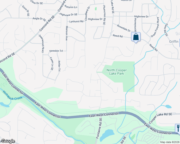 map of restaurants, bars, coffee shops, grocery stores, and more near 4241 Parkside Drive in Smyrna