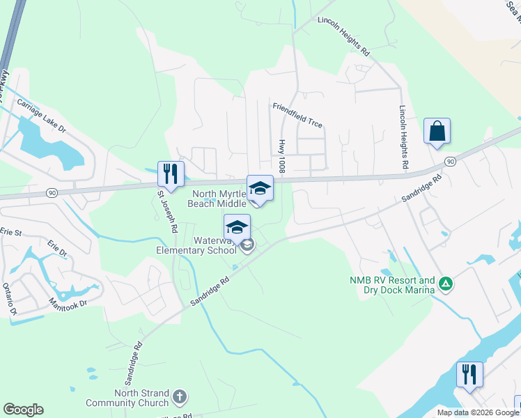 map of restaurants, bars, coffee shops, grocery stores, and more near 11240 South Carolina 90 in Little River