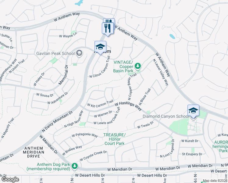 map of restaurants, bars, coffee shops, grocery stores, and more near 40419 North Chase Oaks Way in New River