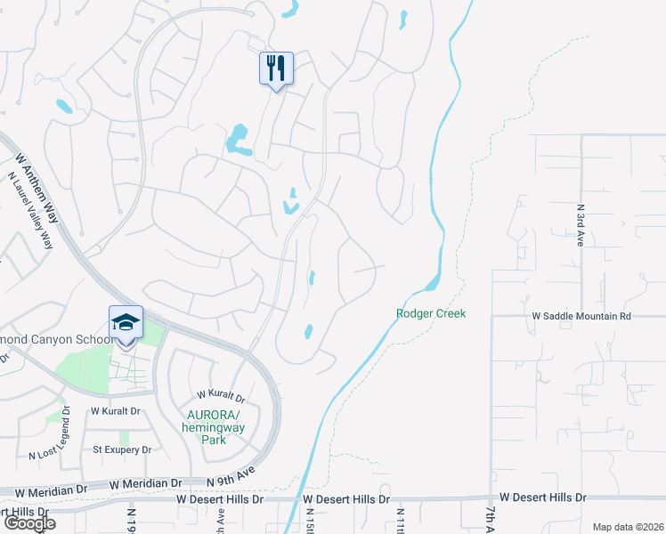 map of restaurants, bars, coffee shops, grocery stores, and more near 40406 North Hawk Ridge Trail in New River