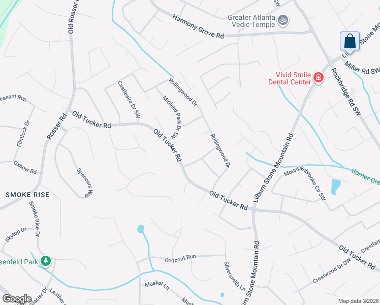 map of restaurants, bars, coffee shops, grocery stores, and more near 654 Old Tucker Rd in Stone Mountain
