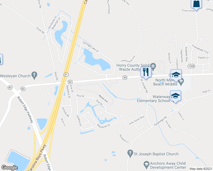 map of restaurants, bars, coffee shops, grocery stores, and more near 108-2 Barnacle Lane in Little River