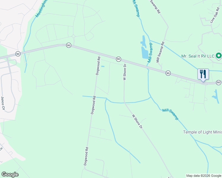 map of restaurants, bars, coffee shops, grocery stores, and more near 2505 Dogwood Road in Longs