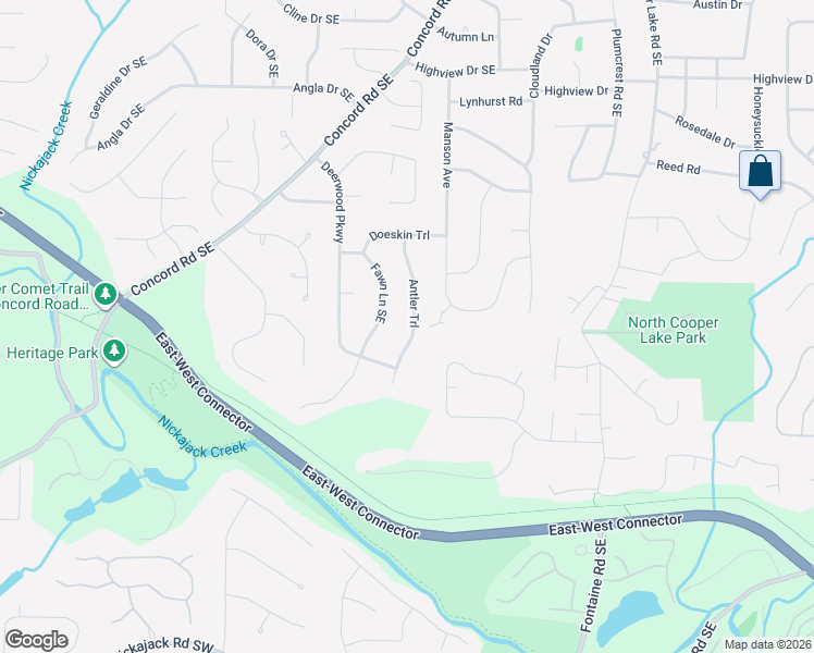map of restaurants, bars, coffee shops, grocery stores, and more near 4204 Antler Trail in Smyrna