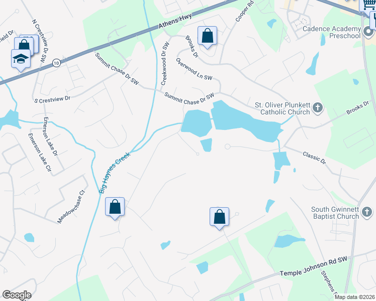 map of restaurants, bars, coffee shops, grocery stores, and more near 3040 Alta Ridge Way in Snellville