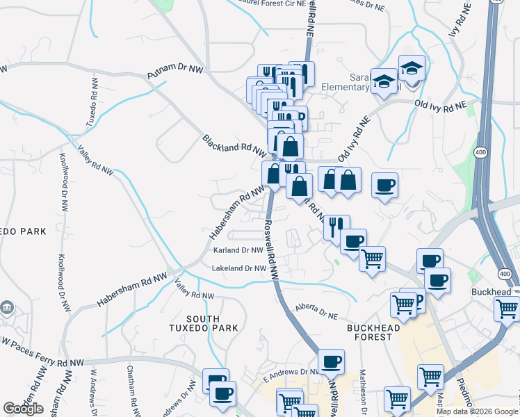 map of restaurants, bars, coffee shops, grocery stores, and more near 51 Honour Avenue Northwest in Atlanta