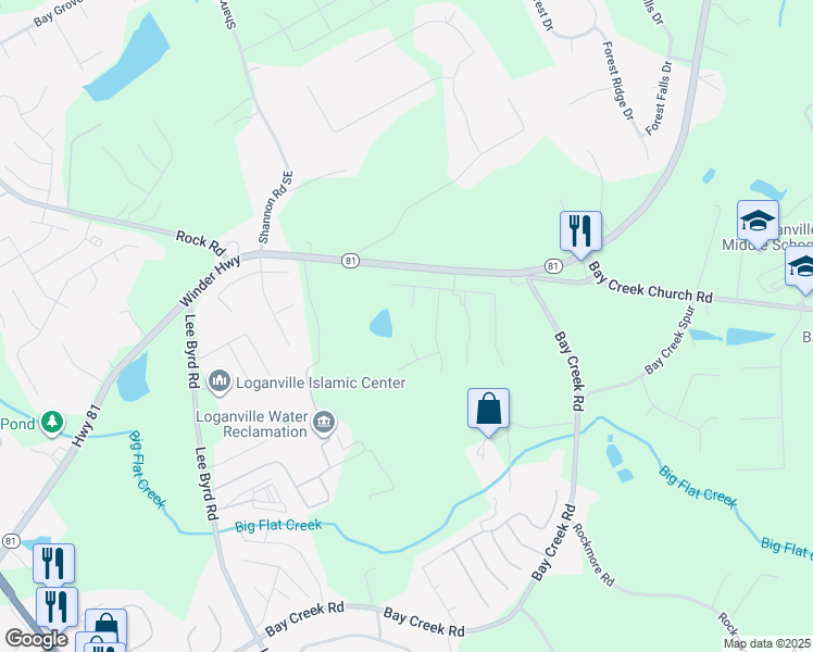 map of restaurants, bars, coffee shops, grocery stores, and more near 4991 Highway 81 in Loganville