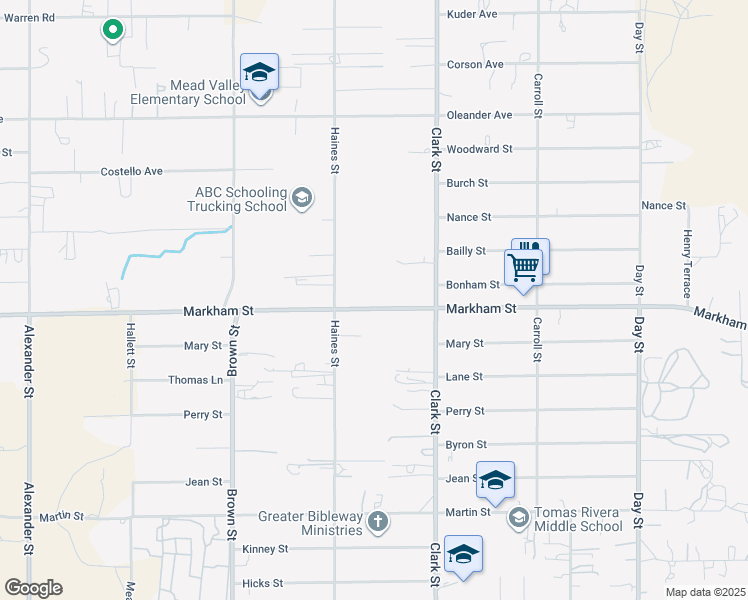 map of restaurants, bars, coffee shops, grocery stores, and more near 21330 Markham Street in Perris