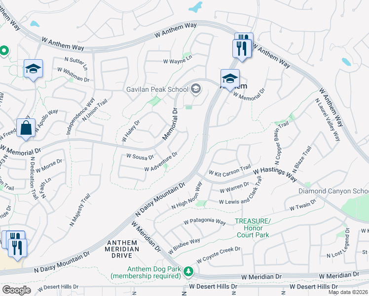 map of restaurants, bars, coffee shops, grocery stores, and more near 2731 West Adventure Drive in New River
