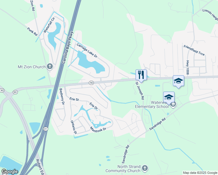 map of restaurants, bars, coffee shops, grocery stores, and more near 10970 South Carolina 90 in Little River
