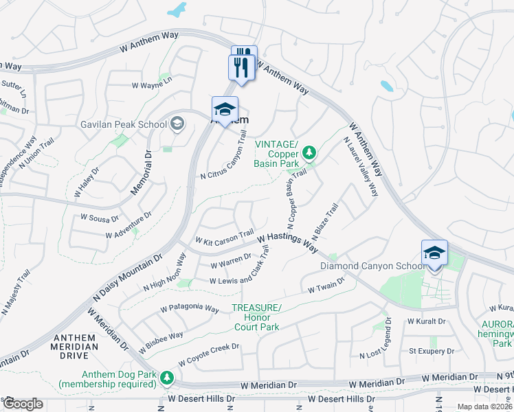 map of restaurants, bars, coffee shops, grocery stores, and more near 40419 North Chase Oaks Way in New River
