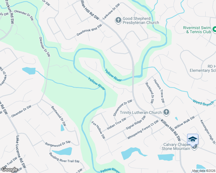 map of restaurants, bars, coffee shops, grocery stores, and more near 4060 Runnymede Drive Southwest in Lilburn