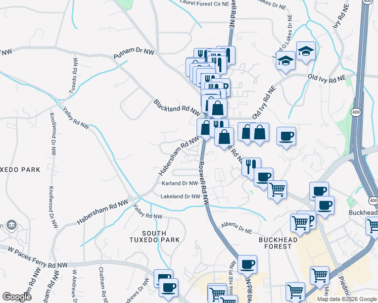 map of restaurants, bars, coffee shops, grocery stores, and more near 51 Honour Avenue Northwest in Atlanta