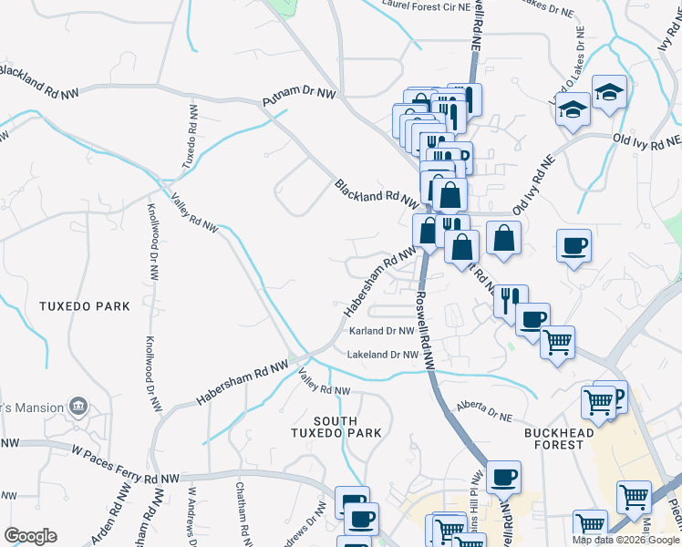 map of restaurants, bars, coffee shops, grocery stores, and more near 79 Honour Circle Northwest in Atlanta