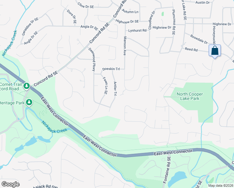 map of restaurants, bars, coffee shops, grocery stores, and more near 4204 Antler Trail in Smyrna