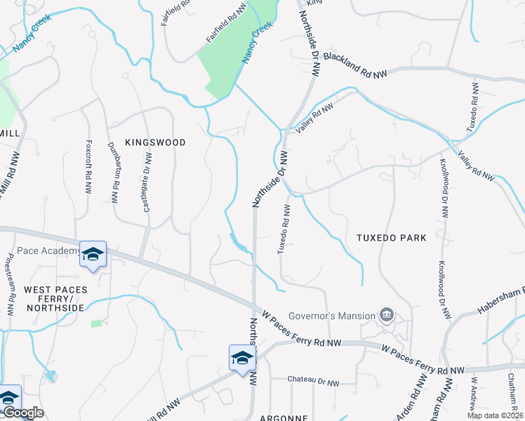 map of restaurants, bars, coffee shops, grocery stores, and more near 3563 Northside Drive Northwest in Atlanta