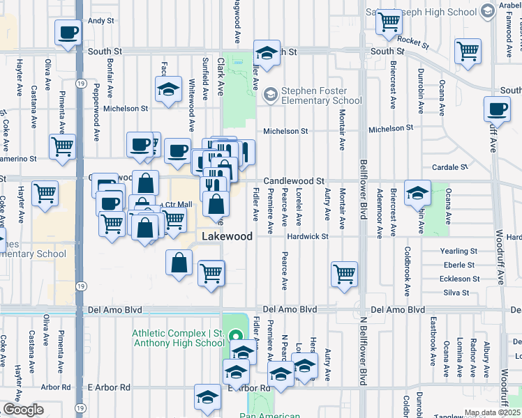 map of restaurants, bars, coffee shops, grocery stores, and more near 5202 Fidler Avenue in Lakewood