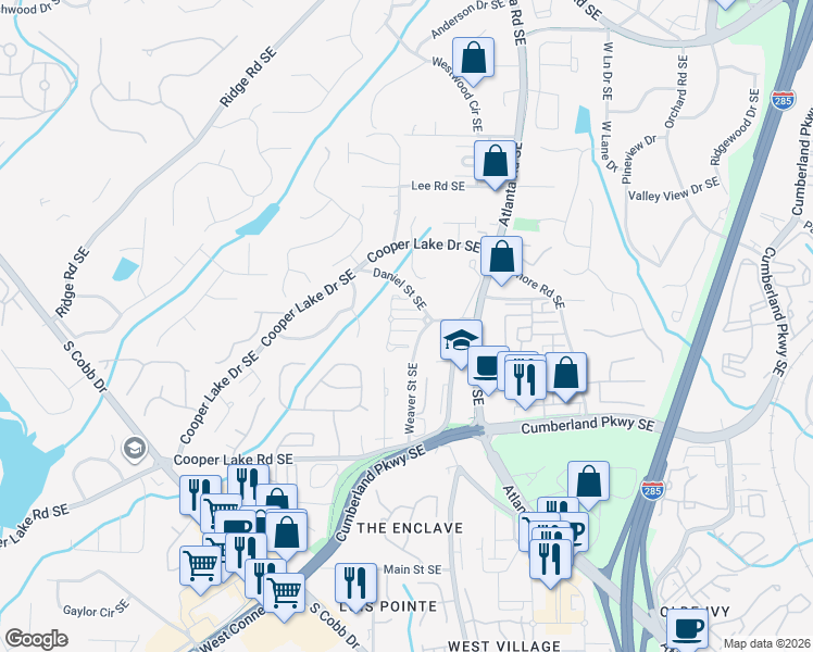 map of restaurants, bars, coffee shops, grocery stores, and more near 4167 Onslow Place in Smyrna