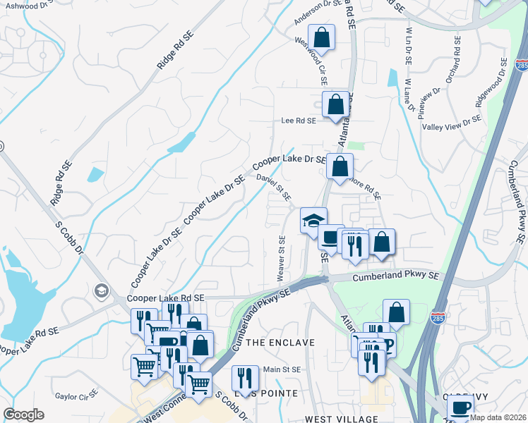 map of restaurants, bars, coffee shops, grocery stores, and more near 4167 Onslow Place in Smyrna