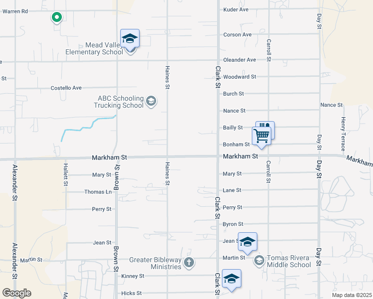 map of restaurants, bars, coffee shops, grocery stores, and more near 21330 Markham Street in Perris