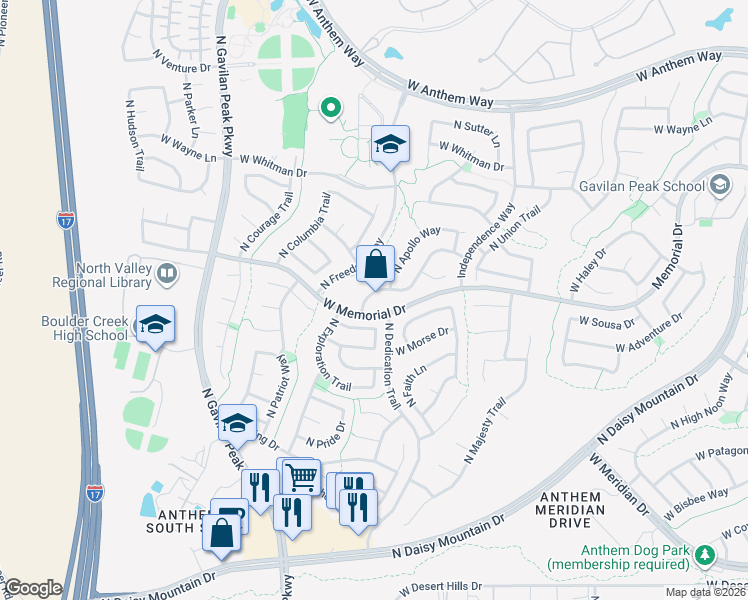map of restaurants, bars, coffee shops, grocery stores, and more near 40513 North Territory Trail in New River