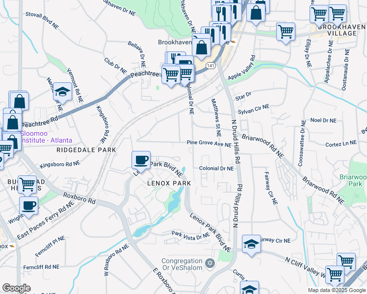 map of restaurants, bars, coffee shops, grocery stores, and more near 1109 Pine Grove Avenue Northeast in Atlanta