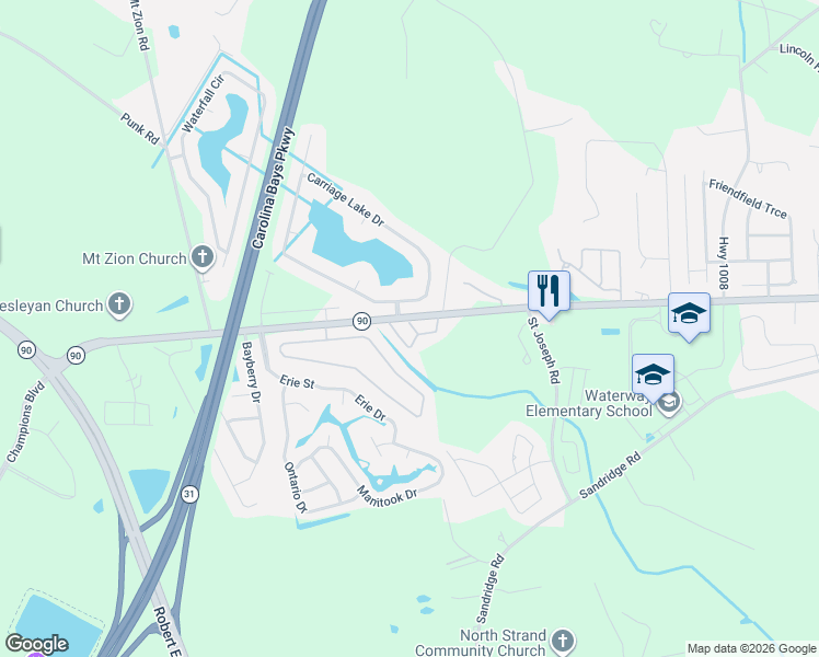 map of restaurants, bars, coffee shops, grocery stores, and more near 108-2 Barnacle Lane in Little River