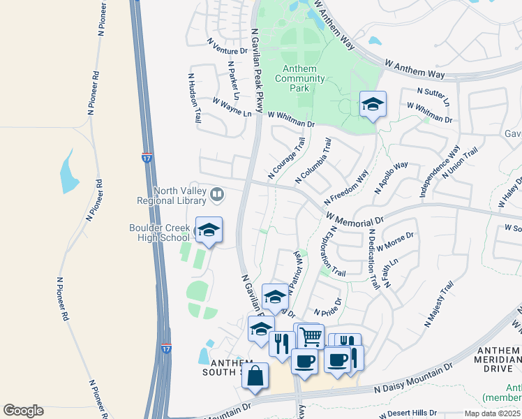 map of restaurants, bars, coffee shops, grocery stores, and more near 3614 West Webster Court in New River