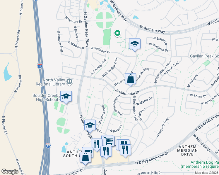 map of restaurants, bars, coffee shops, grocery stores, and more near 3460 West Webster Court in New River