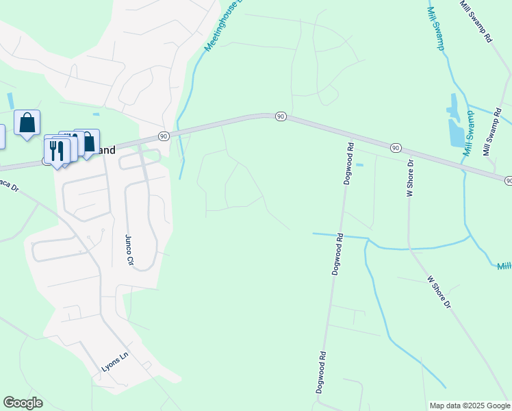 map of restaurants, bars, coffee shops, grocery stores, and more near 2508 Dogwood Road in Longs