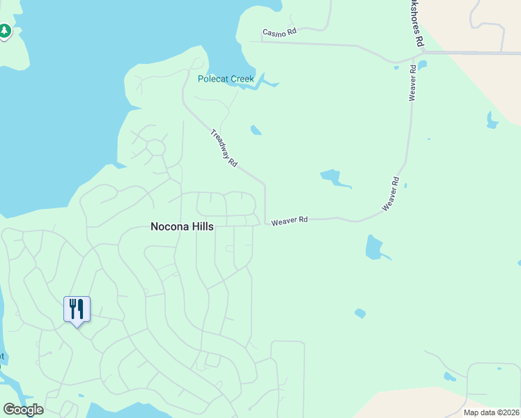 map of restaurants, bars, coffee shops, grocery stores, and more near 108 Majave Trail in Nocona