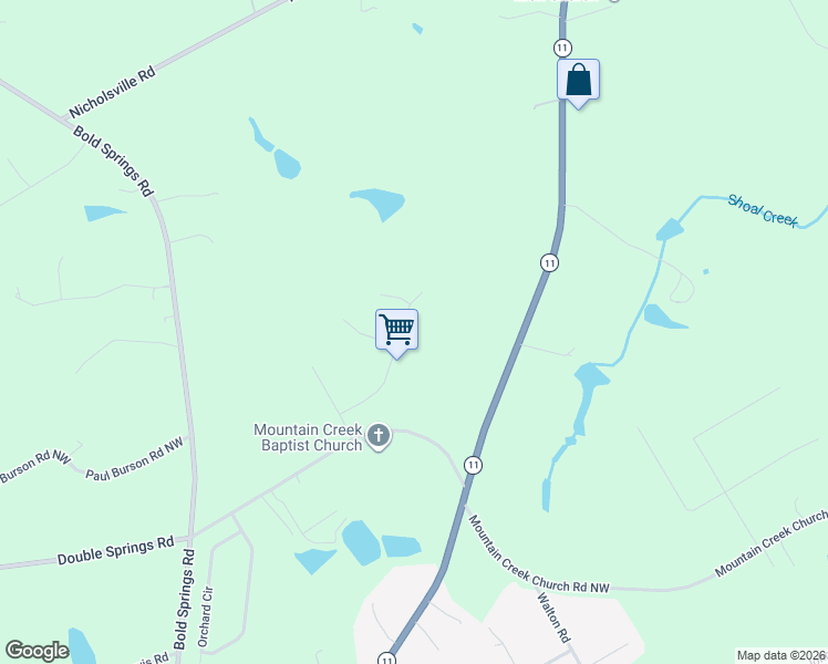 map of restaurants, bars, coffee shops, grocery stores, and more near 1221 Cumberland Trail in Monroe