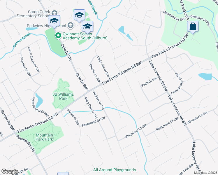 map of restaurants, bars, coffee shops, grocery stores, and more near 4713 Midway Court Southwest in Lilburn