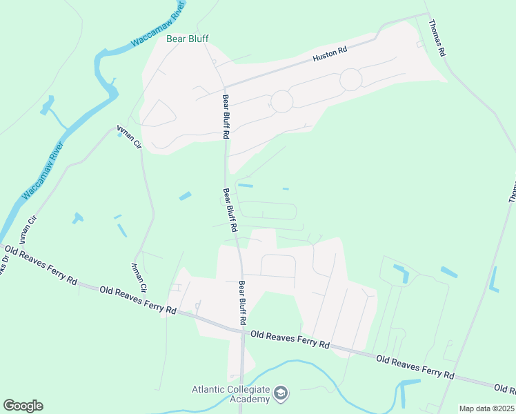 map of restaurants, bars, coffee shops, grocery stores, and more near 5732 Bear Bluff Road in Conway