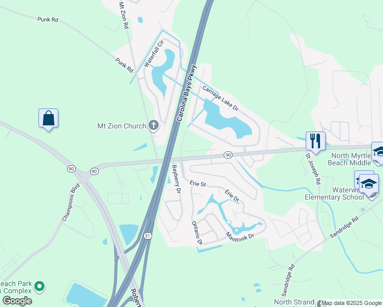 map of restaurants, bars, coffee shops, grocery stores, and more near 161 Carriage Lake Drive in Little River