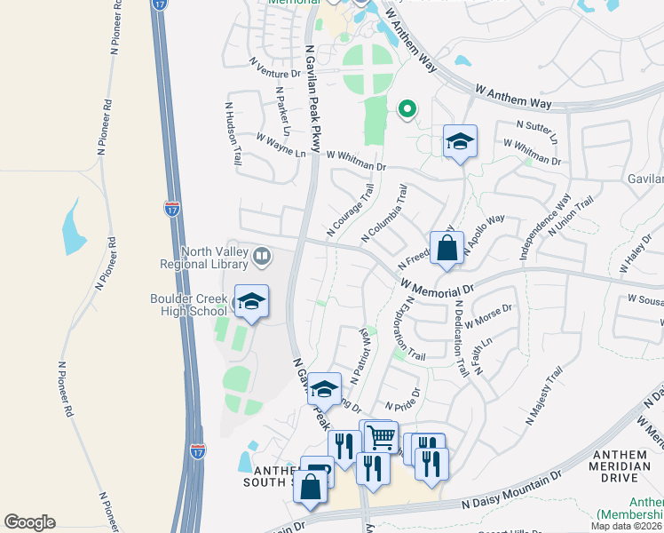 map of restaurants, bars, coffee shops, grocery stores, and more near 40613 North Acadia Court in New River