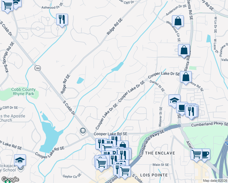 map of restaurants, bars, coffee shops, grocery stores, and more near 1786 Laurel Creek Trail in Smyrna